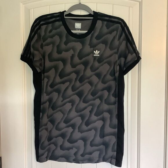 Adidas Black/Gray 3-stripe T-shirt - Picture 1 of 3